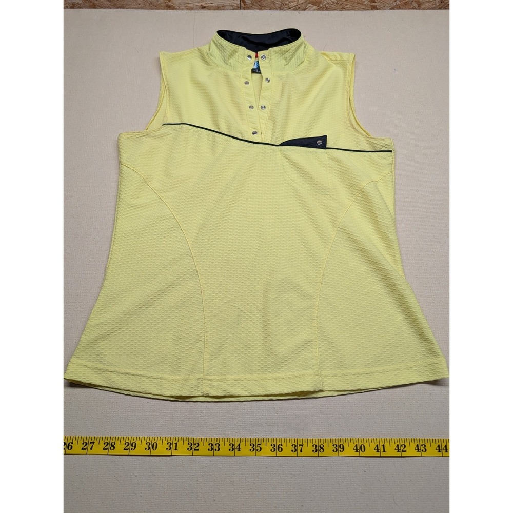 Jamie Sadock Women's Sleeveless Top Size M Yellow With Black Trim & Tee Pocket